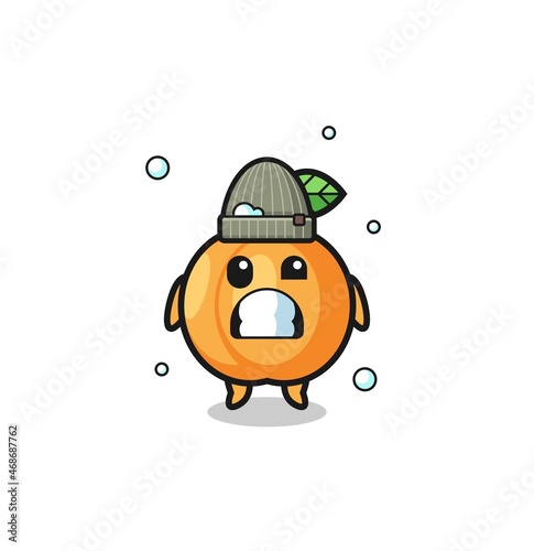 cute cartoon apricot with shivering expression