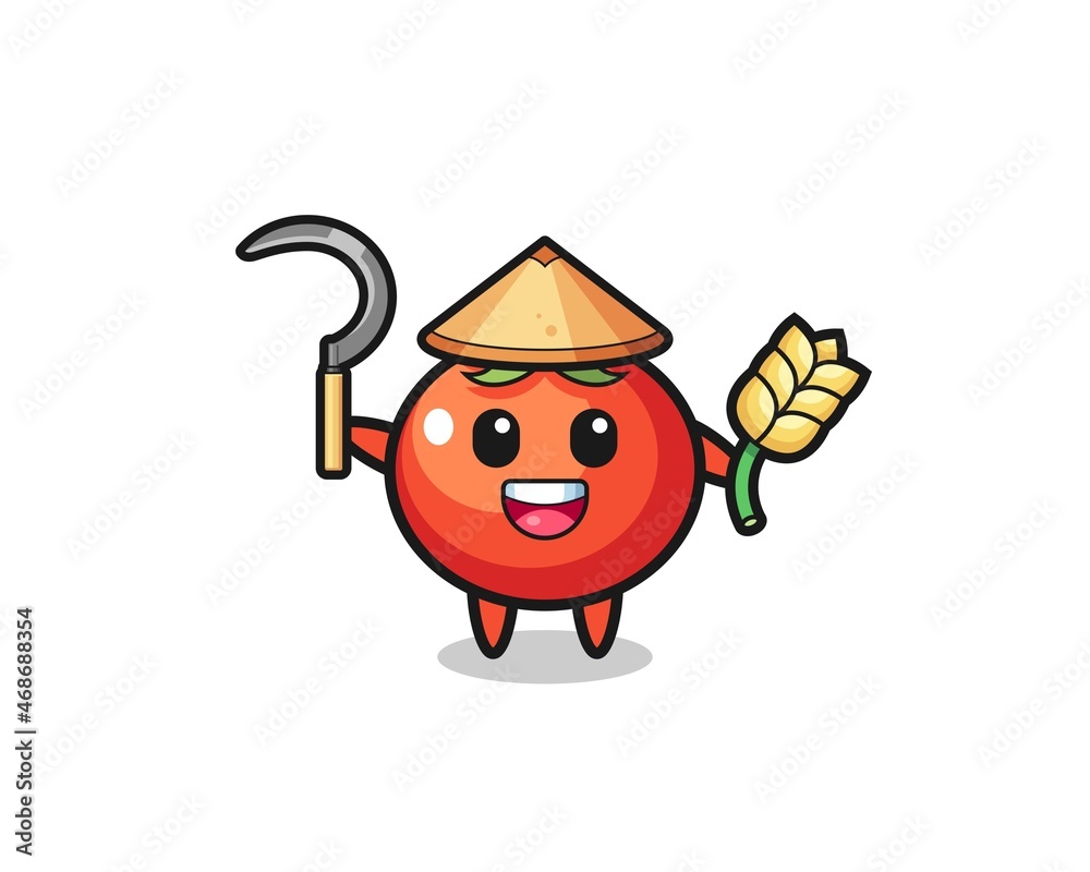 tomatoes Asian farmer holding paddy