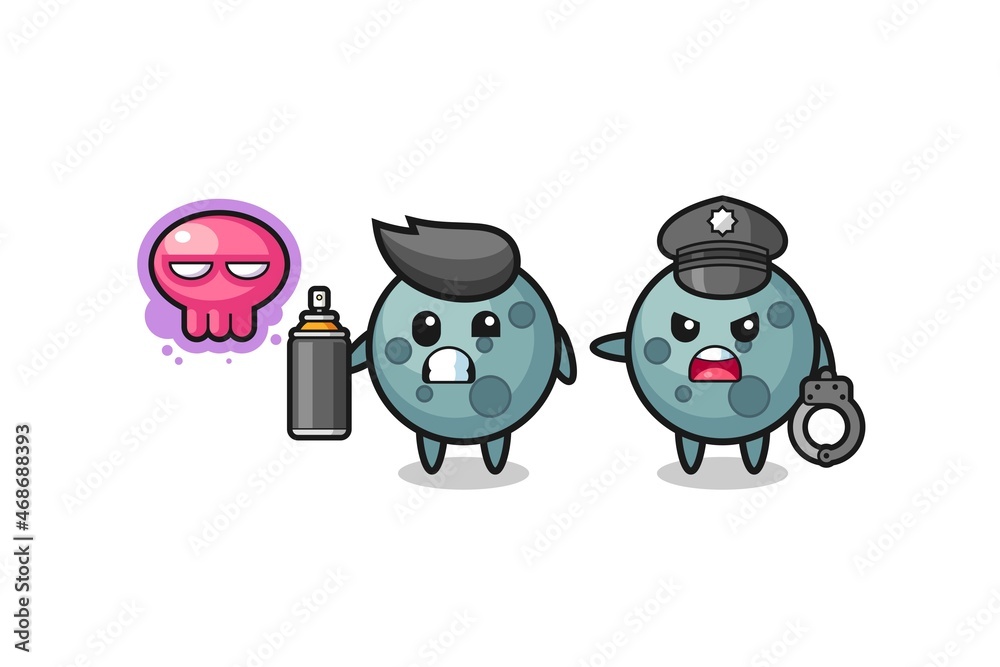 asteroid cartoon doing vandalism and caught by the police asteroid cartoon doing vandalism and caught by the police