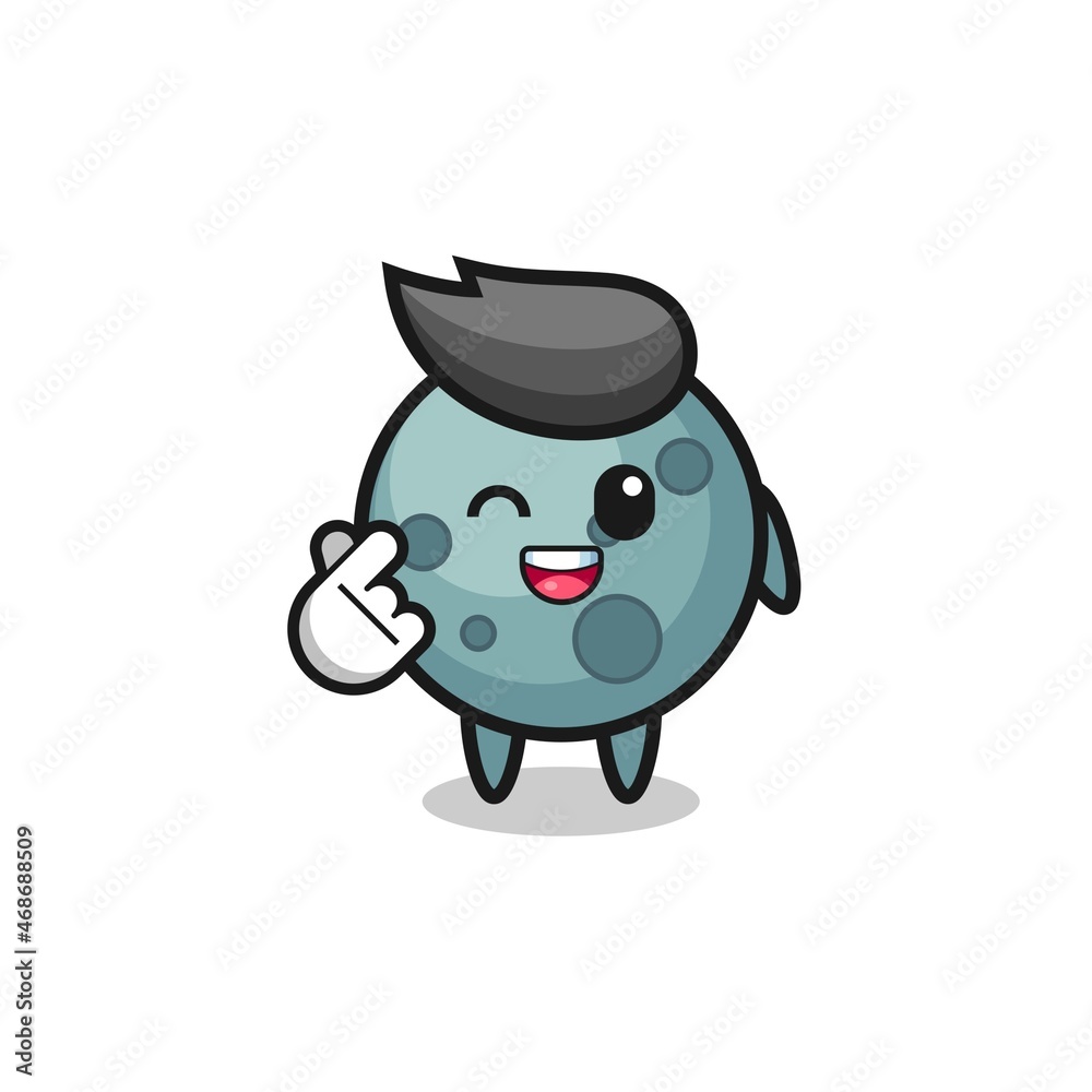 asteroid character doing Korean finger heart