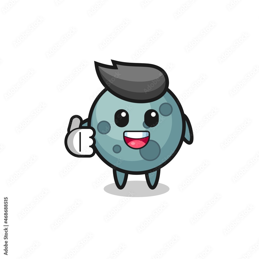 asteroid mascot doing thumbs up gesture