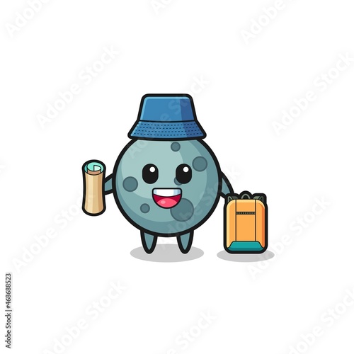 asteroid mascot character as hiker