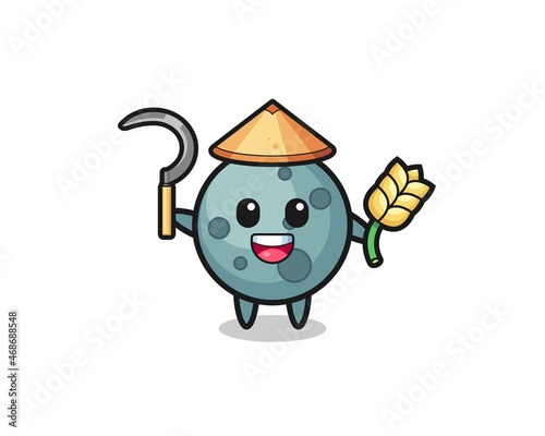 asteroid Asian farmer holding paddy