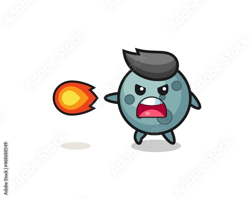 cute asteroid mascot is shooting fire power