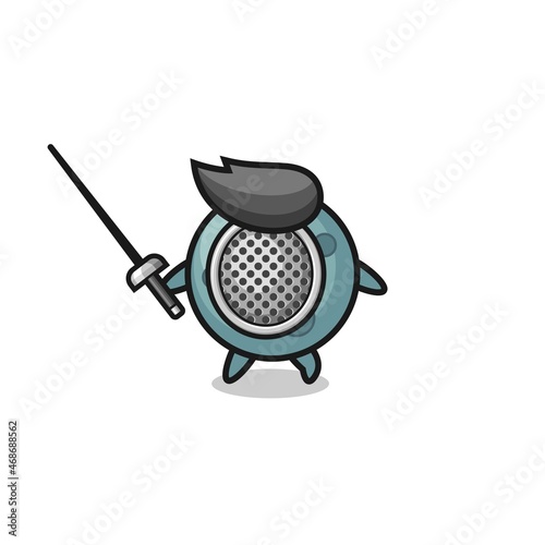 asteroid earth cartoon as fencer mascot