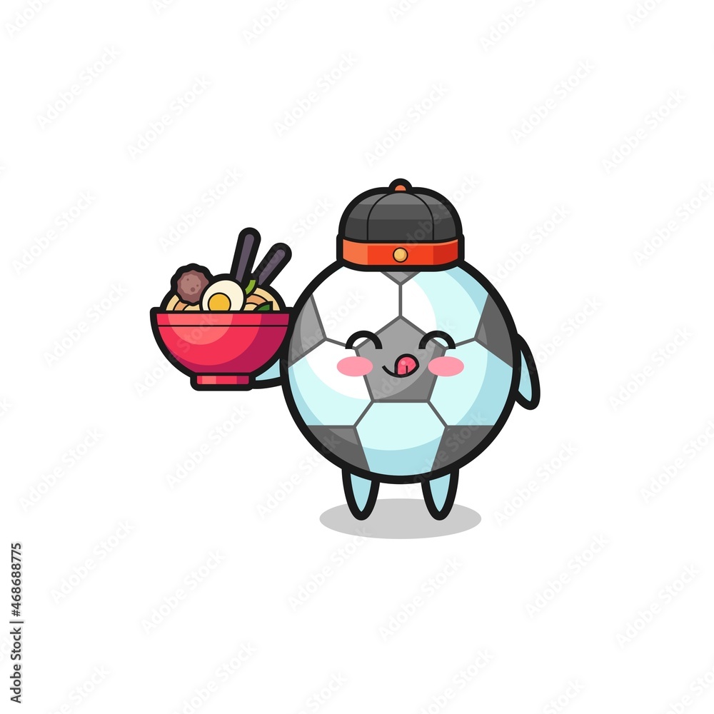 football as Chinese chef mascot holding a noodle bowl football as Chinese chef mascot holding a noodle bowl