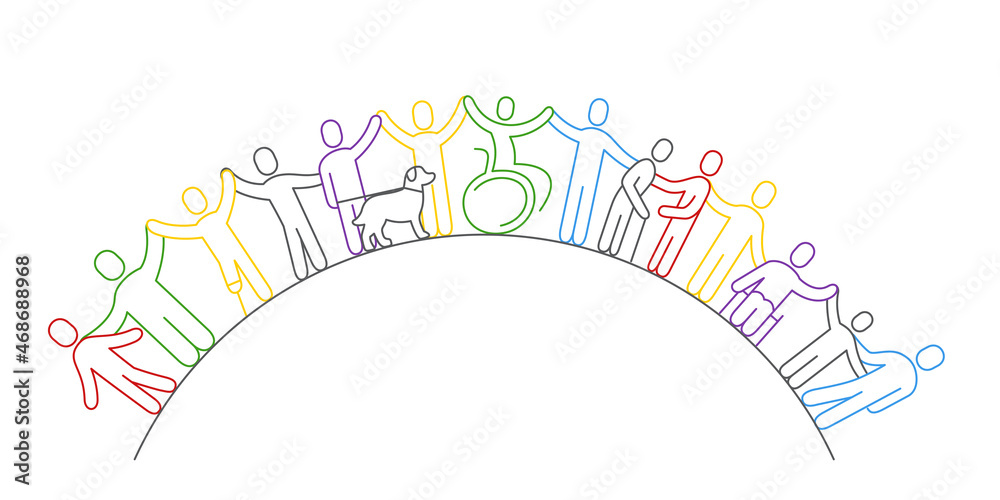Inclusion and diversity concept. Line icon of inclusion. Line style silhouettes of people. Editable stroke. Inclusion and diversity concept. Line icon of inclusion. Line style silhouettes of people. Editable stroke.