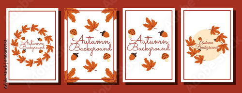 background with autumn theme on white background