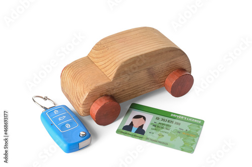 Wooden car, key and driving...