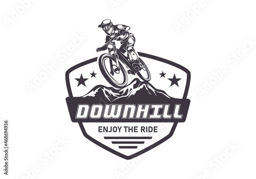 Extreme downhill mountain bike logo illustration design photo