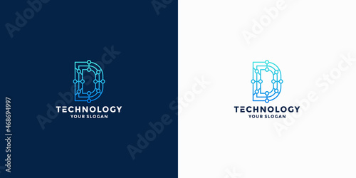 letters D technology logo design