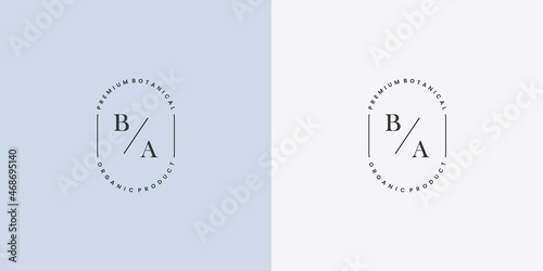 luxury logo design natural branding identity with initial letter B A