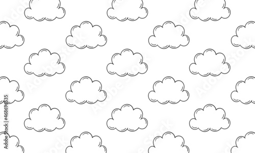hand drawn cloud pattern on white background