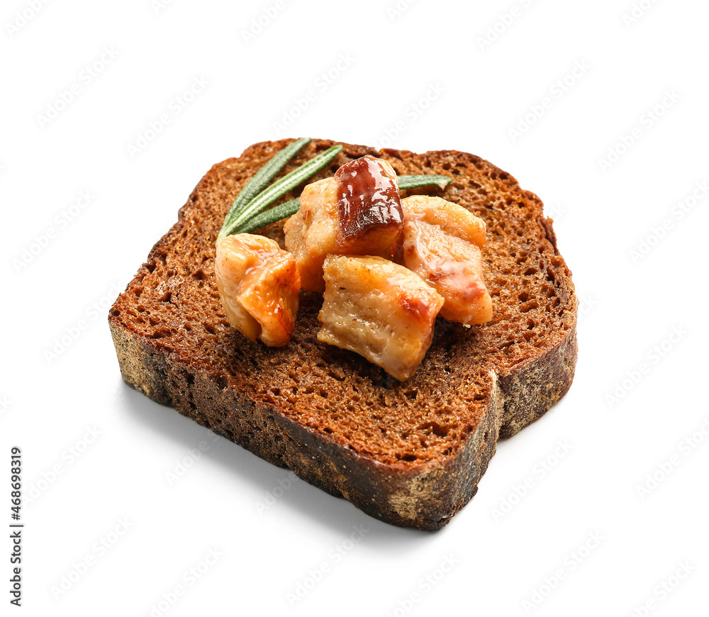 Bread with tasty cracklings on white background Bread with tasty cracklings on white background