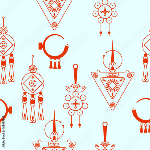Berber jewelry seamless pattern. Vector	