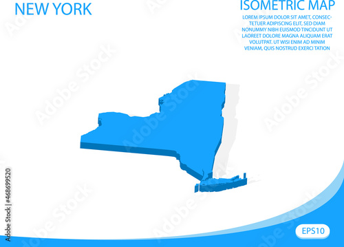 Modern vector isometric of New York blue map. elements white background for concept map easy to edit and customize. eps 10