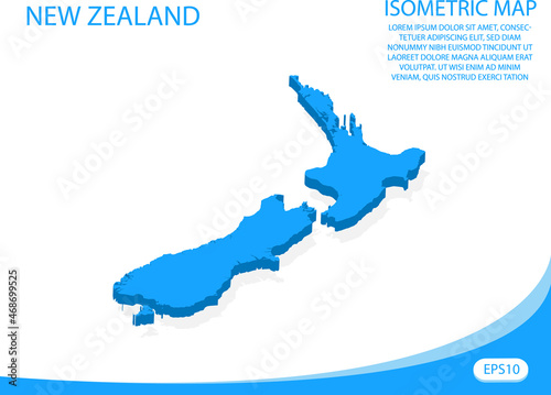 Modern vector isometric of New Zealand blue map. elements white background for concept map easy to edit and customize. eps 10