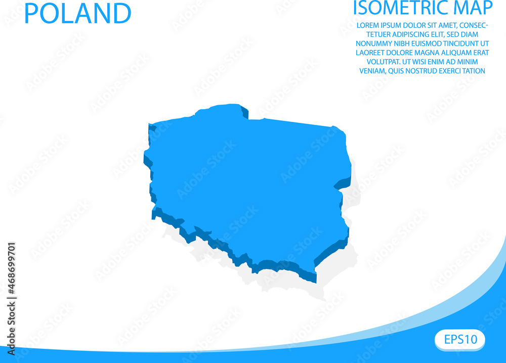 Modern vector isometric of Poland blue map. elements white background for concept map easy to edit and customize. eps 10