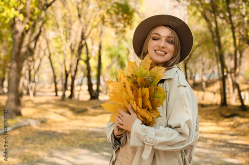 Happy woman with closed eye...
