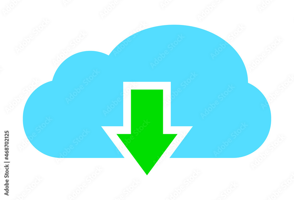 Download from cloud icon. Flat style. Vector illustration isolated on white background.