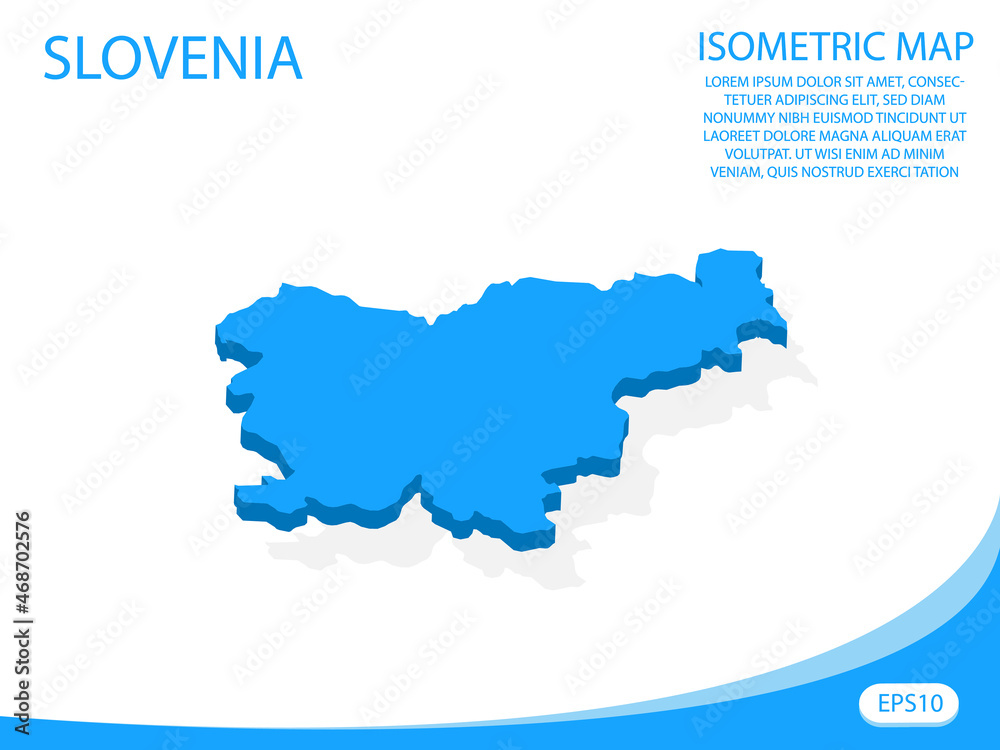 Modern vector isometric of Slovenia blue map. elements white background for concept map easy to edit and customize. eps 10