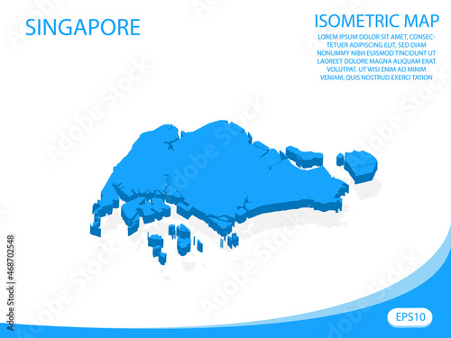 Modern vector isometric of Singapore blue map. elements white background for concept map easy to edit and customize. eps 10