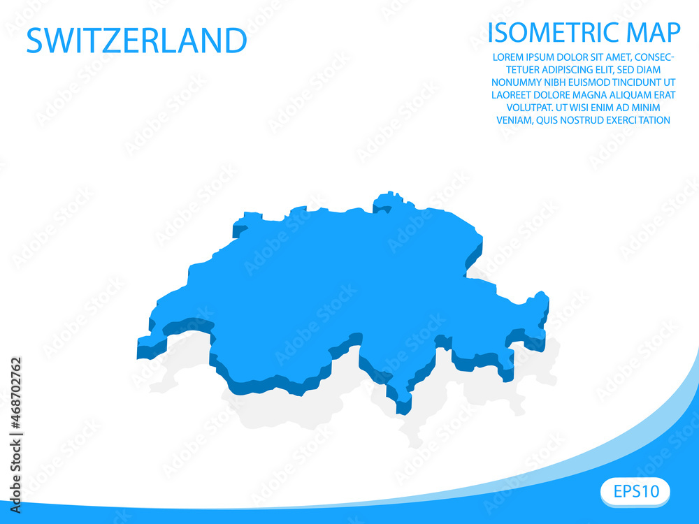 Modern vector isometric of Switzerland blue map. elements white background for concept map easy to edit and customize. eps 10