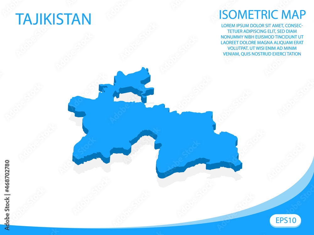 Modern vector isometric of Tajikistan blue map. elements white background for concept map easy to edit and customize. eps 10