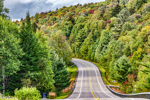 A road through the forest in the Adirondack Mountains of New York