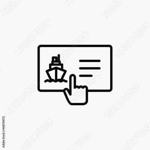 Booking ticket  online order  pass   ticket line icon design concept