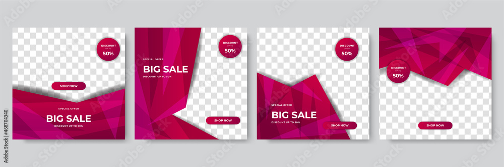 Set of sale discount square post social media template. Suit for flash sale, end year sale, Christmas sale, black Friday, summer sale, winter sale. Set of sale special offer banner template design. Set of sale discount square post social media template. Suit for flash sale, end year sale, Christmas sale, black Friday, summer sale, winter sale. Set of sale special offer banner template design.