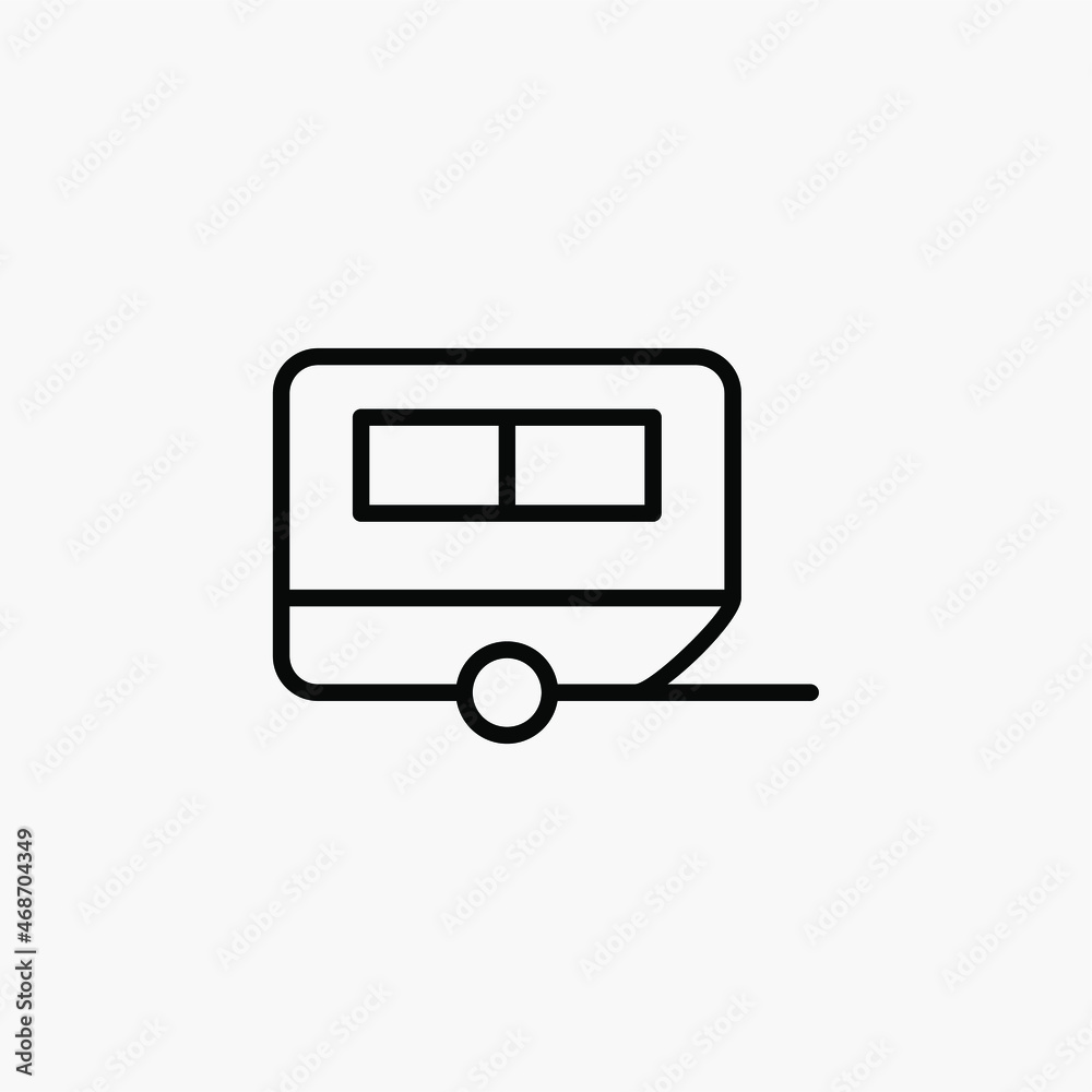Caravan, camper line icon design concept Caravan, camper line icon design concept