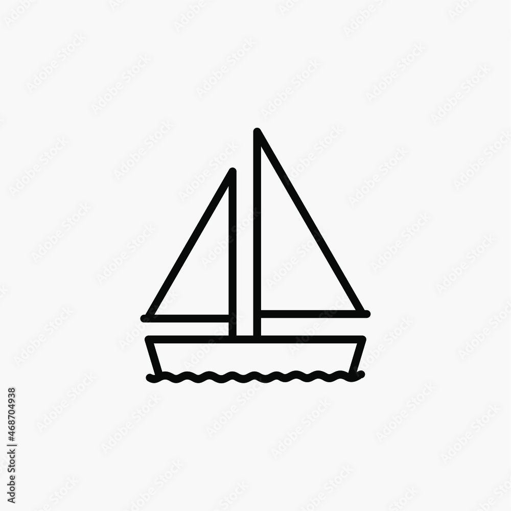 Ship, boat line icon design concept Ship, boat line icon design concept