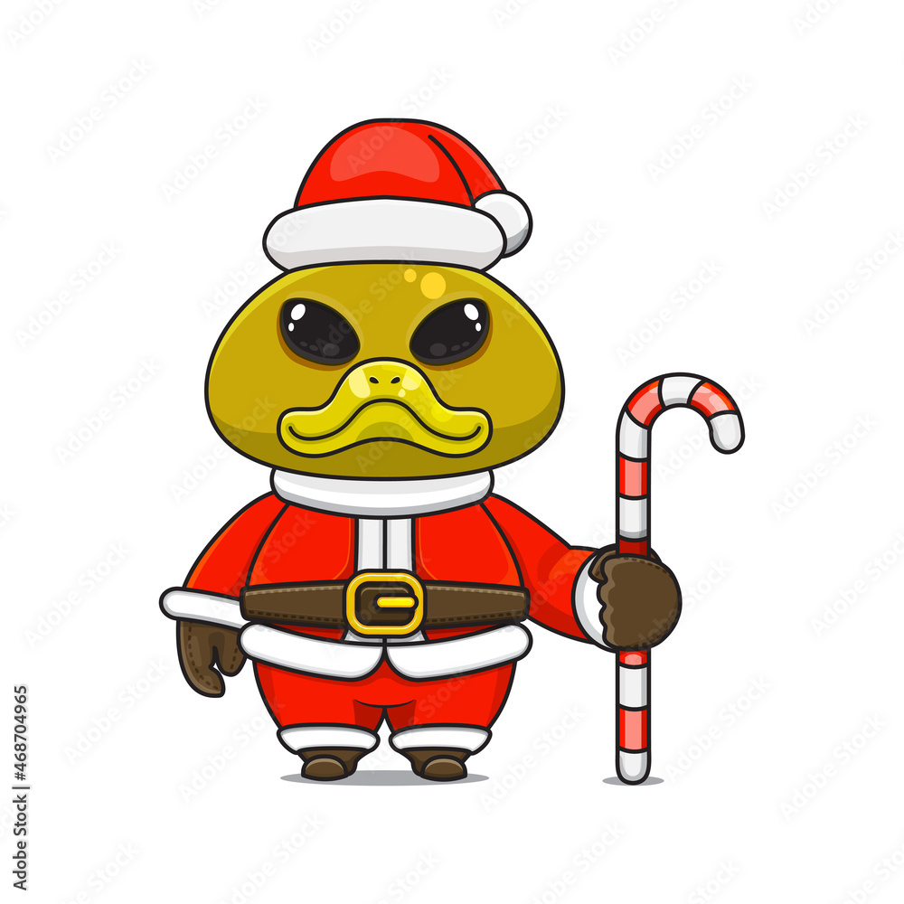 cute duck wearing santa costume holding candy cane for christmas cute duck wearing santa costume holding candy cane for christmas