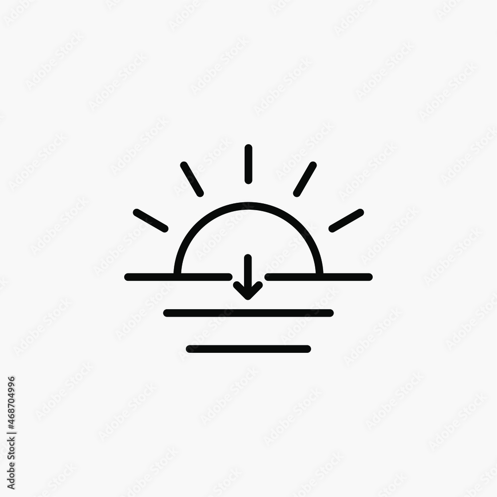 Sunset, sun line icon design concept Sunset, sun line icon design concept