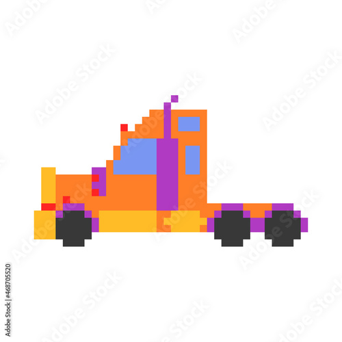 Truck in pixel art. Icon on an isolated white background. Vector stock illustration