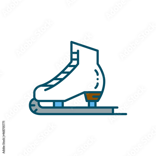 Ice skate colorful icon. Winter fun sport entertainment. Pixel perfect, editable stroke