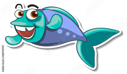 Cute fish sea animal cartoon sticker