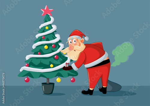 Funny Santa Claus Making a Fart Noise Vector Cartoon