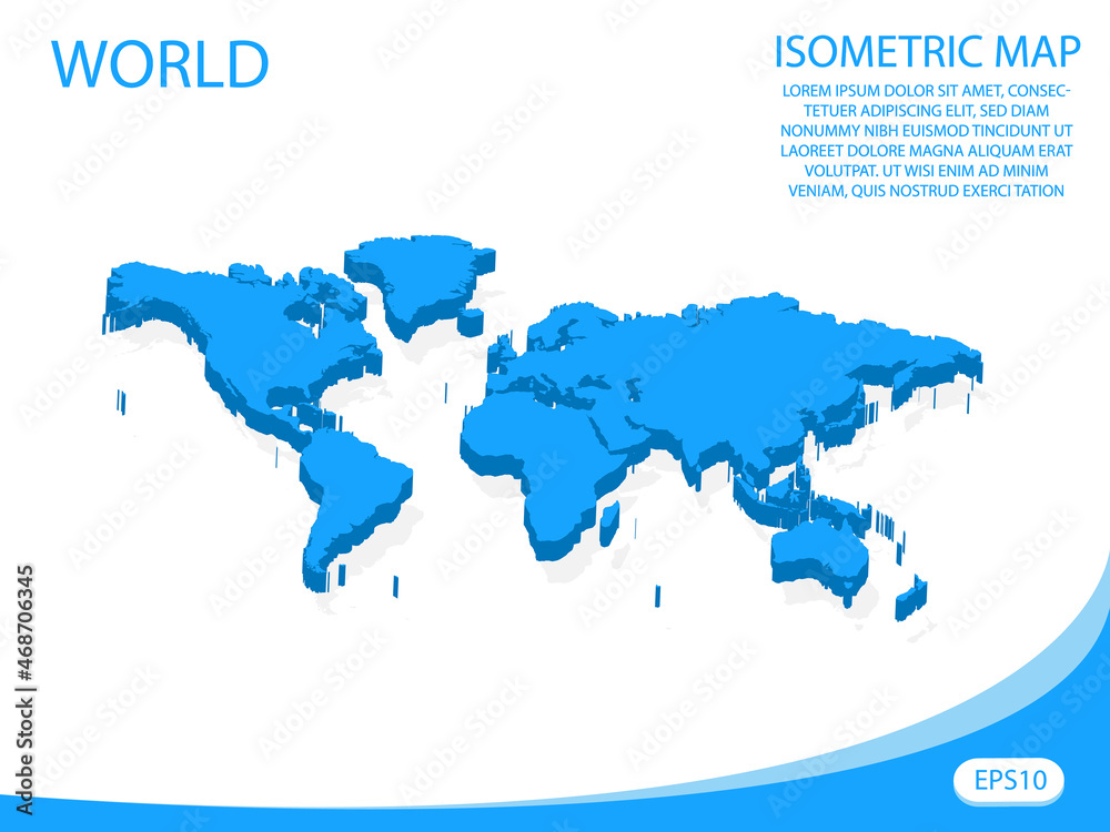 Naklejka premium Modern vector isometric of World blue map. elements white background for concept map easy to edit and customize. eps 10