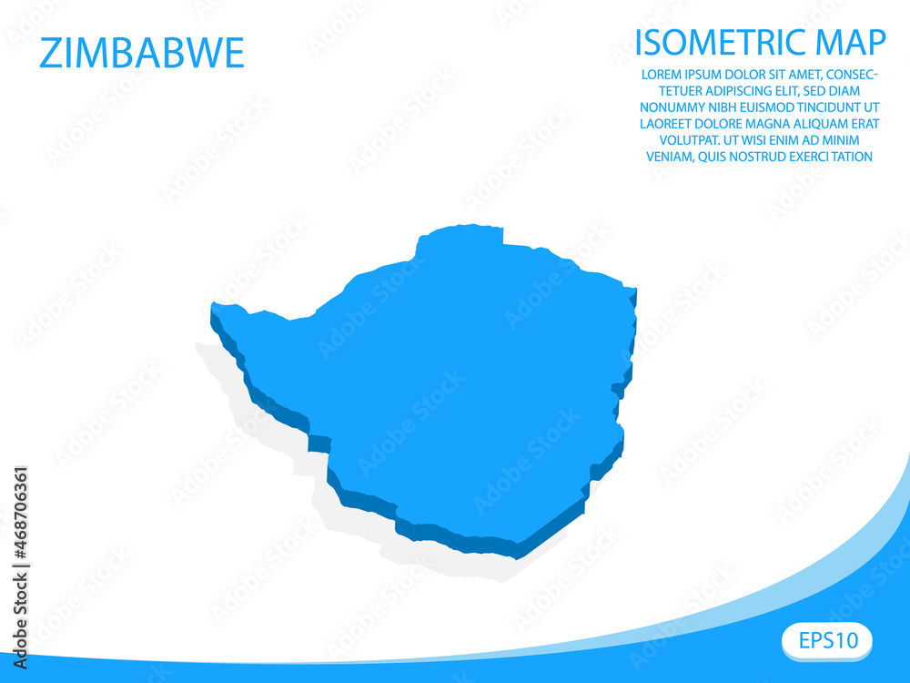 Modern vector isometric of Zimbabwe blue map. elements white background for concept map easy to edit and customize. eps 10