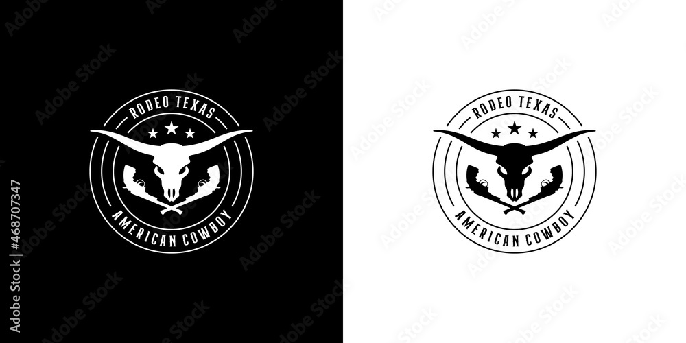 longhorn, texas rodeo logo design vintage emblem