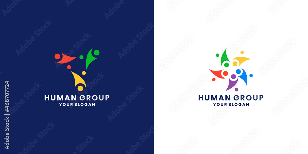 abstract human community logo design