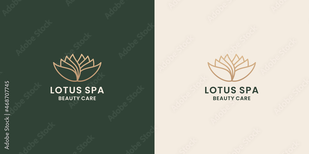 luxury lotus spa logo design line art