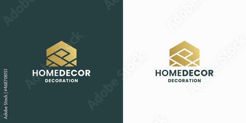 house decoration logo design with golden color