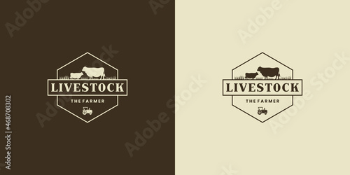 vintage farm and ranch logo design for livestock