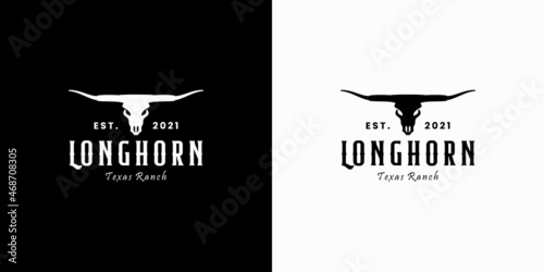 vintage longhorn logo design for texas ranch