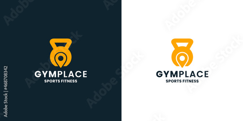 gym place, fitness location logo design vector