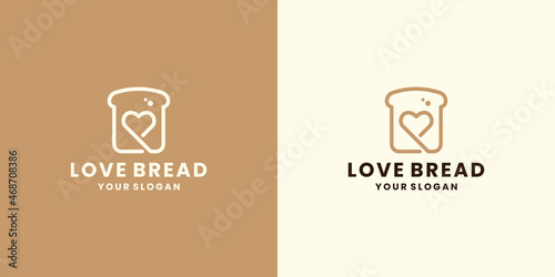 creative love and bread combination logo design