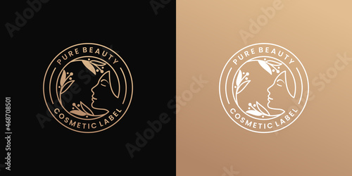 luxury emblem beauty woman logo design for cosmetic brand